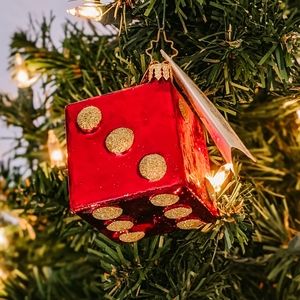 Christopher Radko Red and Gold Dice Ornament NWT